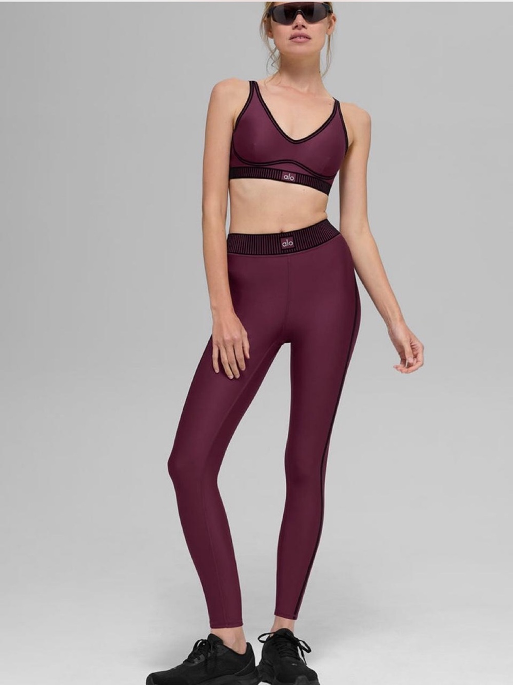 Alo Yoga Airlift Line Up 3-piece burgundy set